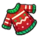 a red and green christmas sweater with a green stripe