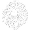 a black and white image of a lion's head