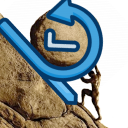 a rock with a blue arrow pointing to the left