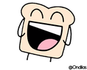a toasted bread with a laughing face