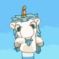 a drawing of a unicorn with a blue mane