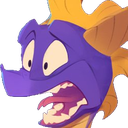 a cartoon character with a purple mask on