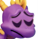 a purple dragon with a yellow horn