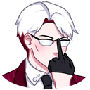 a cartoon character with glasses and a red jacket