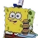 a cartoon character holding a plate of food