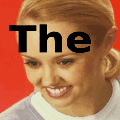 a woman smiling with the word the in front of her