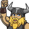 a cartoon of a man with a horned head