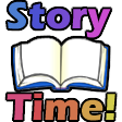 the story time logo with an open book