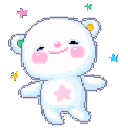 a pixel art picture of a white teddy bear