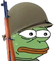 a frog with a hat and a rifle