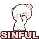 a picture of a teddy bear with the words sinful on it