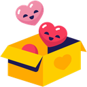 a box with two hearts inside of it