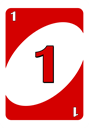 a red and white square with the number one on it