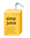 a yellow juice carton with the words simple juice on it