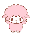 a pixel art picture of a pink sheep
