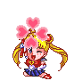 a pixel art picture of a girl with hearts on her head