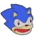 a blue sonic face with a smile on it