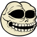 a skull with a smile on it's face