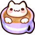 a cat sitting inside of a cup of coffee