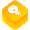 a yellow hexagon with a light bulb on it
