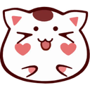 a white cat with hearts on its face