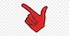 a red hand is pointing to the left