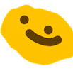 a yellow smiley face with a black nose
