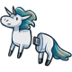 a picture of a white unicorn with a blue mane