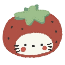 a picture of a strawberry with a cat face
