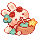 a cartoon character holding a bowl of food