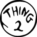 a black and white picture of a hand with the words thing 2