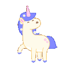 a pixel art picture of a unicorn with a party hat