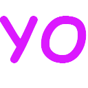 the word yo written in red on a white background
