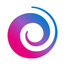 a blue and pink square with a white background