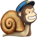 a monkey with a hat and a snail