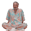 a man sitting on a stool with his legs crossed