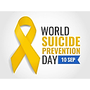 a yellow ribbon with the words world suicide prevention day on it