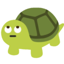 a green turtle with a sad look on its face
