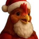 a chicken wearing a santa claus hat