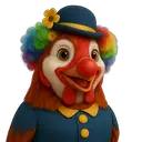 a close up of a clown mask on a black background