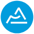 a blue circle with a white arrow on it