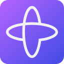 a purple circle with a white symbol on it