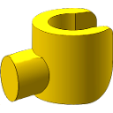 a yellow object with a black background