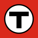 a black and white letter t in a red circle