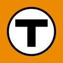 a black and white letter t in a circle