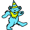 a drawing of a bear wearing a party hat