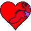 a drawing of a heart with a sausage on it