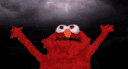 a cartoon character with his arms in the air