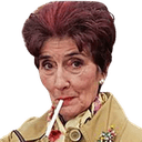 a woman with a cigarette in her mouth