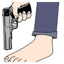 a person holding a gun in their hand